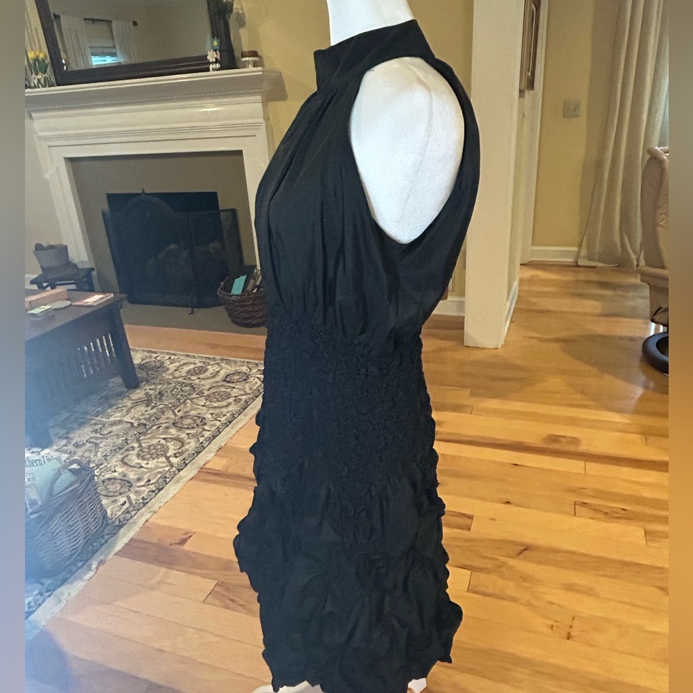 Gracia Elegant Black Halter Women’s Smocked Waist Bubble Hem Dress - Picture 6 of 14